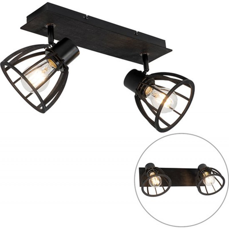 Fotu – Industrielle Deckenleuchte – 2-flammig – 52 Cm Breit – Schwarz – Industriestil – Wohnzimmer Schlafzimmer Küche