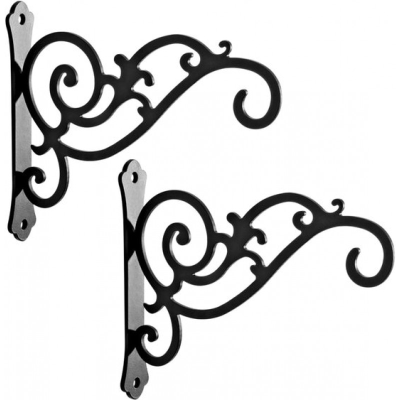 Set Mit 2 Metall-wandhalterungen Für Den Außenbereich – 15 Cm Lange Schwarze Wandhaken Für Laternen Und Pflanzgefäße