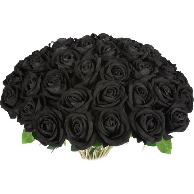 Künstliche Blumen – Künstliche Rosen – Seidenblumen – 25er-packung Künstliche Rosen – 50 Cm – Schwarz
