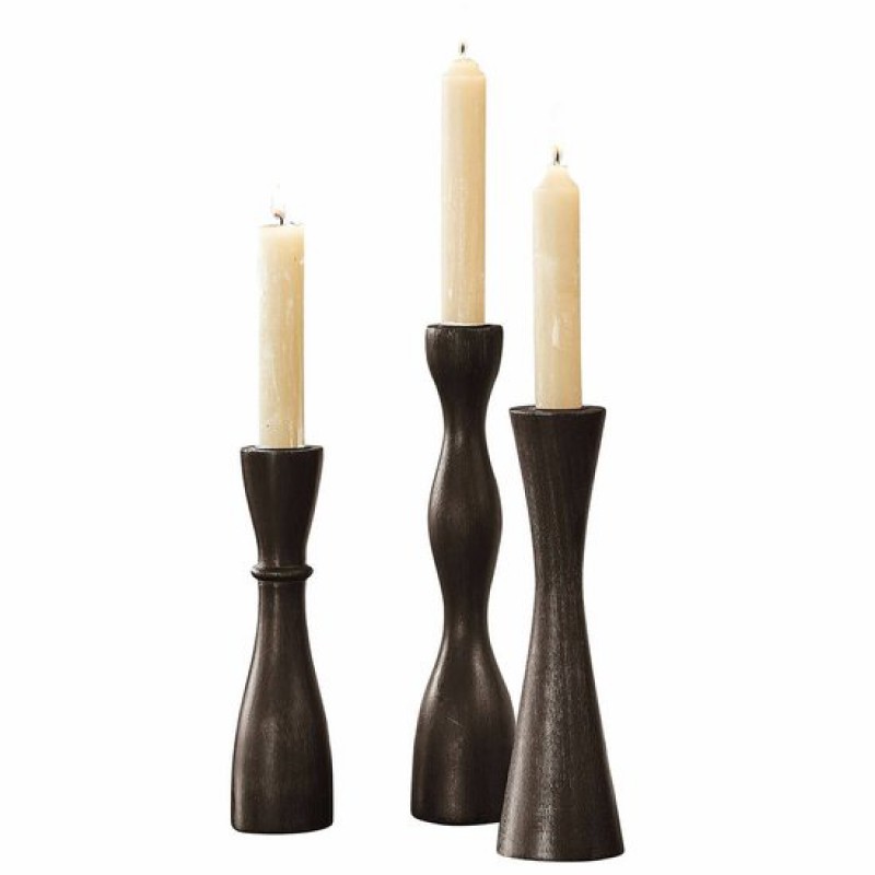 Loberon Set Aus 3 Schwarzen Meleander-kerzenständern