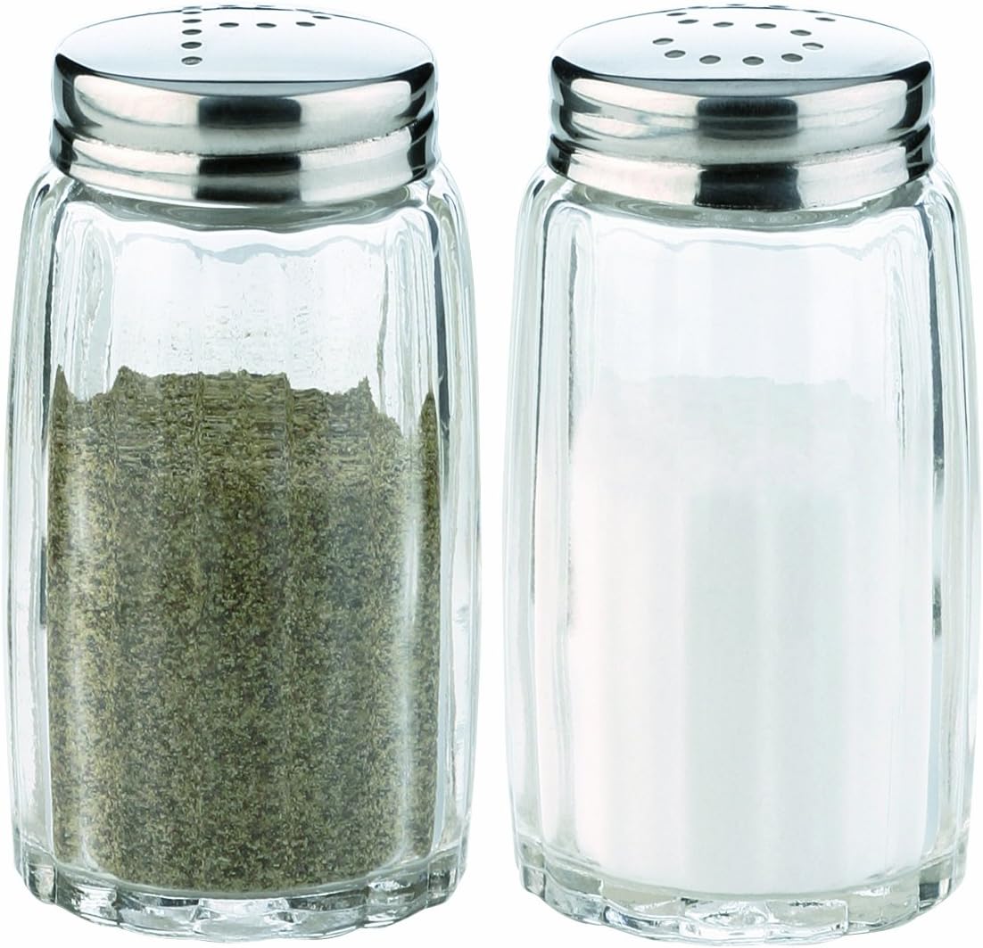 Salz- Und Pfefferstreuer – 2er-set – Glas Und Edelstahl – Klassisches Design – Für Küche Und Gastronomie – Transparent