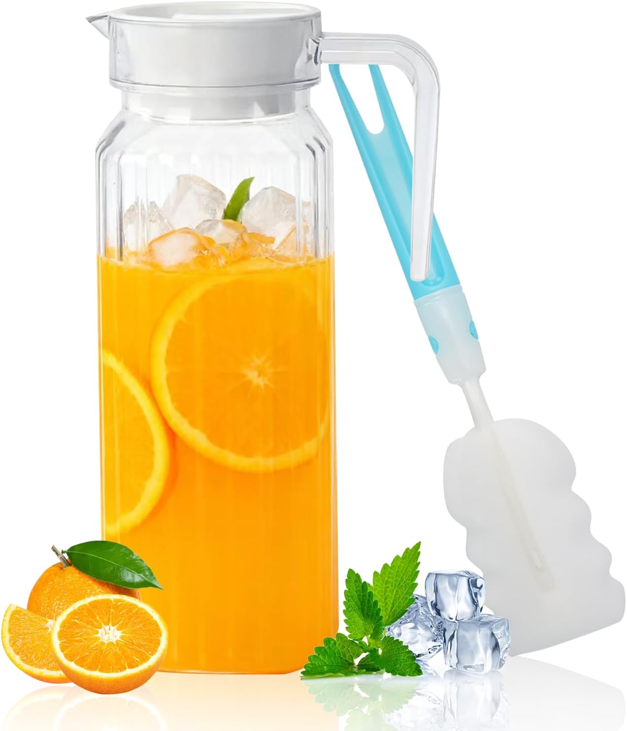 Acryl-wasserkaraffe – 1 Stück – Transparent – 1,1 L – Auslaufsicherer Ausgießer – Kühlschrank