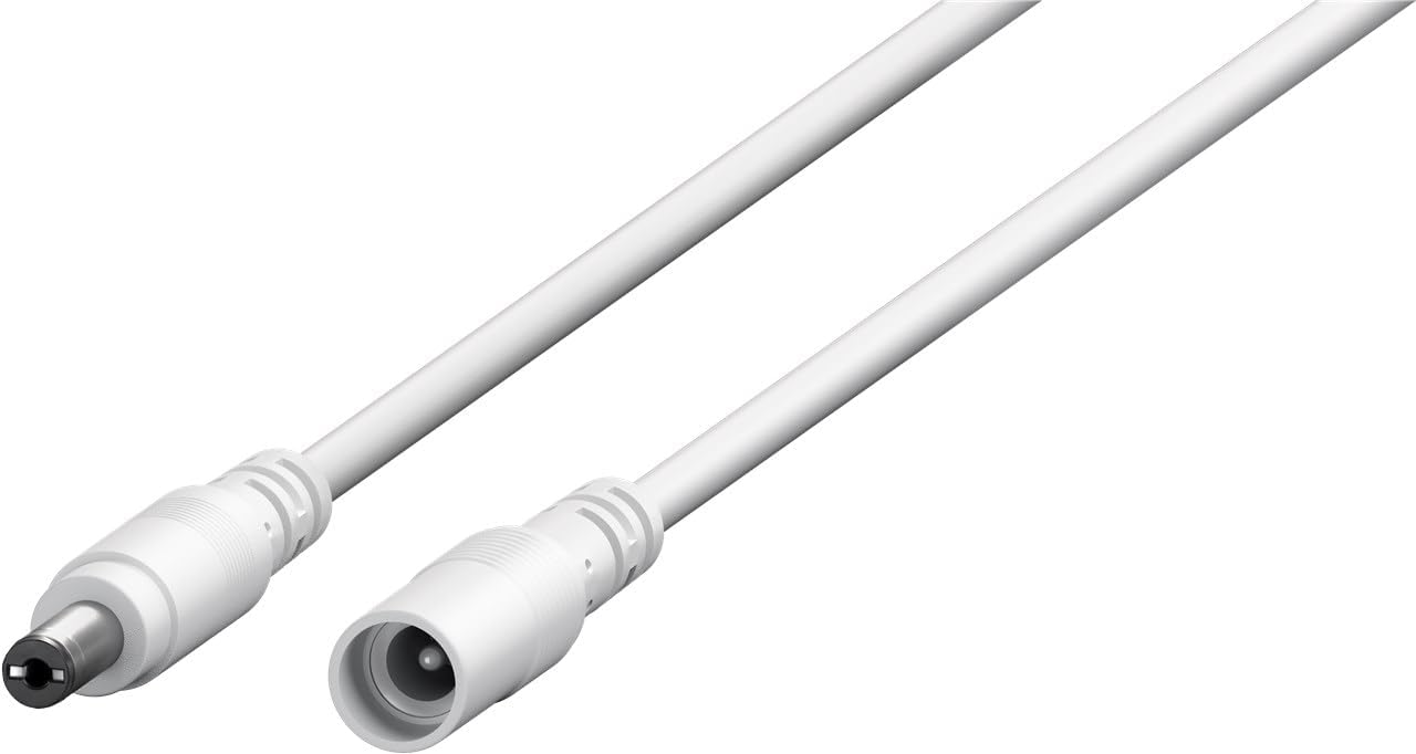 3 M Dc-verlängerungskabel – 5,5 X 2,1 Mm, Stecker Und Stecker, Weiß, Für 5–24 V Und Bis Zu 5 A, Ideal Für Leds, Router, Kameras, 76675