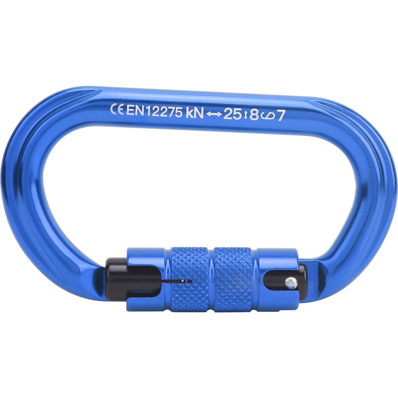 Xinda O-förmiger Karabiner Mit Verriegelung, Robuste Aluminiumlegierung, Blauer Kletterkarabiner