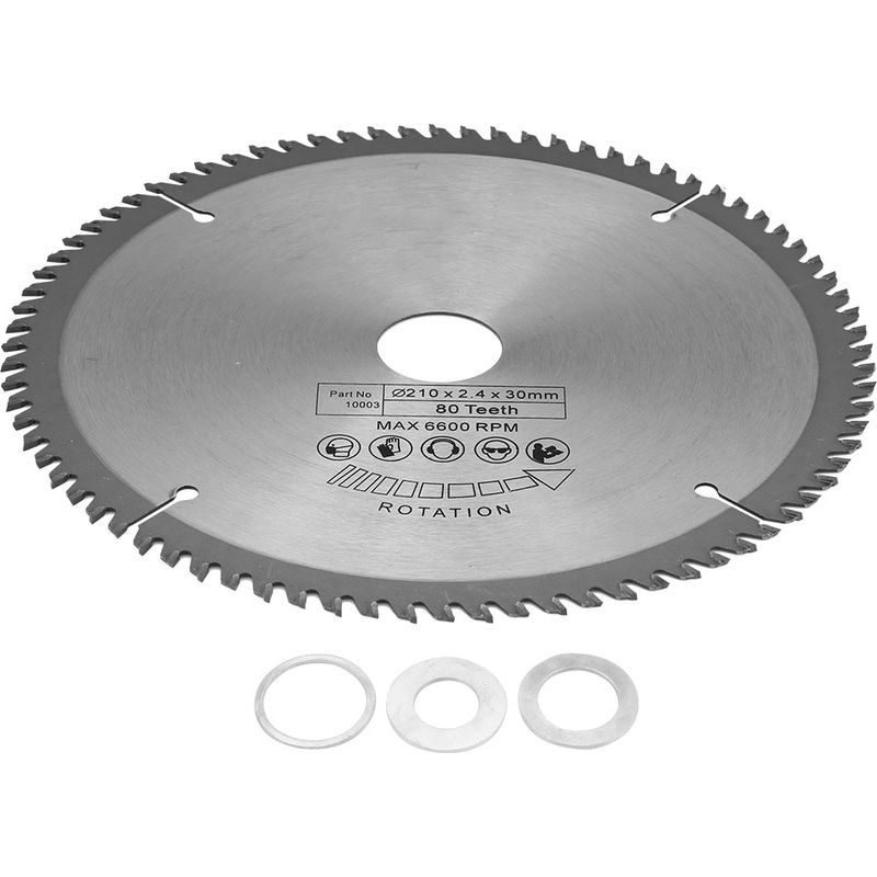 Kreissägeblatt, 210 Mm Durchmesser, 80 Zähne, 30 Mm Bohrung, Mit 3 O-ringen