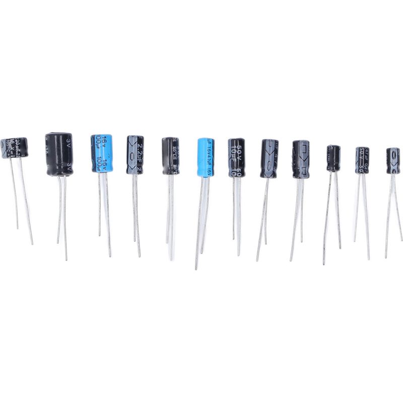 Set Mit 120 Elektrolytkondensatoren, 12 Modelle, 0,22–470 Μf, 50 V/16 V, Schwarz, Axialer Bauform