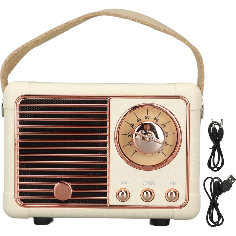 Retro-bluetooth-lautsprecher Im Vintage-stil, Altmodisch, Tragbarer Kabelloser Lautsprecher, Weiß, Für Küche, Büro, Schlafzimmer, Wohnzimmer Und Den Außenbereich