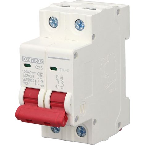 Disjoncteur 2p Dc 1000v Mcb 25a, Interrupteur De Protection Pour Montage Sur Rail Din, Capacité De Coupure 6000a