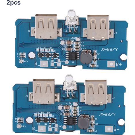 Lot De 2 Modules Élévateurs De Tension 3,7 V À 5 V, 2 A, Double Port Usb Avec Témoin Lumineux Led Pour Batterie Lithium 18650