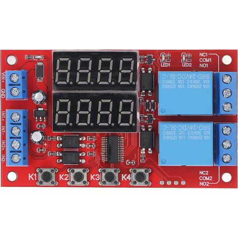 Module De Relais À 2 Canaux 24v, Affichage Led, Retardement, Cycle Autobloquant, Minuterie Multifonction Pour La Maison Et Le Contrôle Automatique
