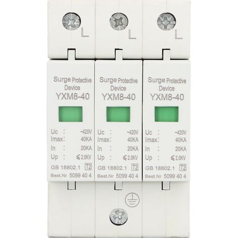 Dispositif De Protection Contre Les Surtensions 3p 40ka 420v, Parafoudre De Protection Contre Les Tensions Pour La Sécurité