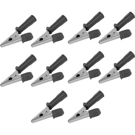 Pinces De Test En Laiton, 10 Pièces, Pinces Crocodile Isolées Avec Prise De 4mm, Ouverture De 10mm, 20a J.60046noir