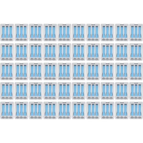 Lot De 50 Connecteurs De Fils À 3 Ports En Bronze Pour Câblage Pc Compact, Connexion Rapide, Bleu