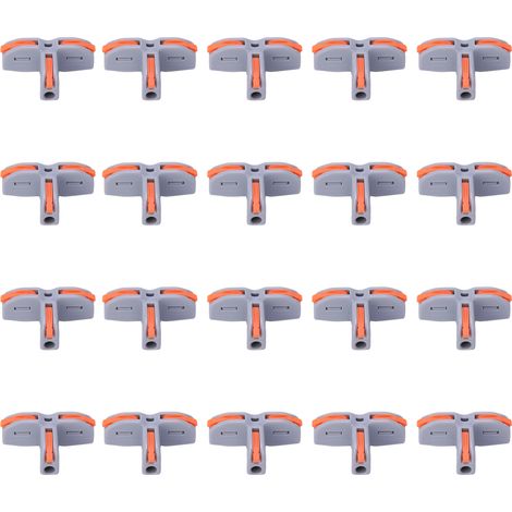 20 Connecteurs De Câblage À Bornes Rapides En Forme De T, Répartiteurs De Câblage À Pression Splt1 (gris)