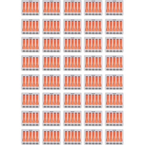 Lot De 40 Connecteurs À Levier Et Écrou, Bornier Compact À 5 Conducteurs Pour Connexion Rapide, Pct-215, Orange