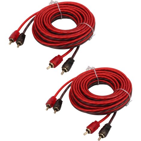Câble Rca De Voiture Mâle À 5m De Long, 2 Pièces, Universel, Revêtement En Caoutchouc, Haute Conductivité Pour Système Stéréo