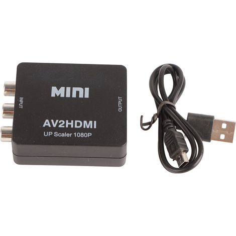 Convertisseur D'Interface Multimédia Av Vers Hd 1080p Faible Consommation Noir Pour Tv 5v