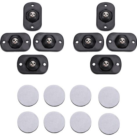 Roulette Auto-adhésive Noire, 8 Pièces, 1 Boule En Acier, Rotation À 360 Degrés, Rouleau D'Appareil Pour Boîte De Rangement De Meubles, Poubelle