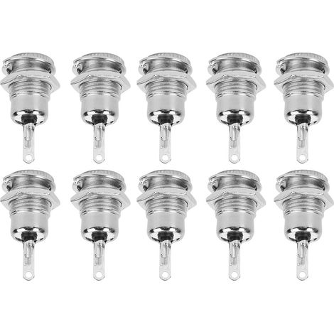 Lot De 10 Prises Femelles D'Alimentation Cc Avec Filetage, Connecteur Métallique Pour Montage Sur Panneau Dc099