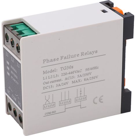 Relais Ac Pc Installation Sur Rail Ignifuge Perte De Séquence De Phase 220-440vac