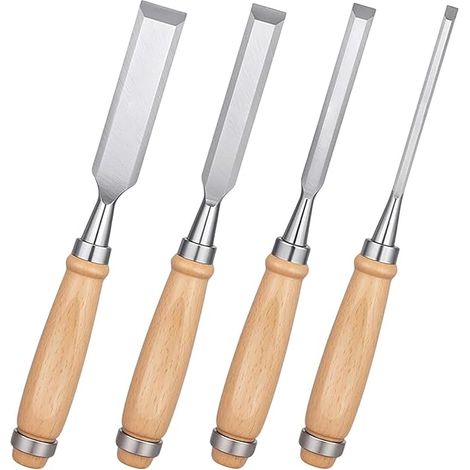 Professionelles 4-teiliges Holzgraviermesser- Und Meißelset Mit Griffen Für Graveure, Holzbearbeiter, Anfänger Und Profis, Größen: 6 Mm, 12 Mm, 18 Mm, 24 Mm