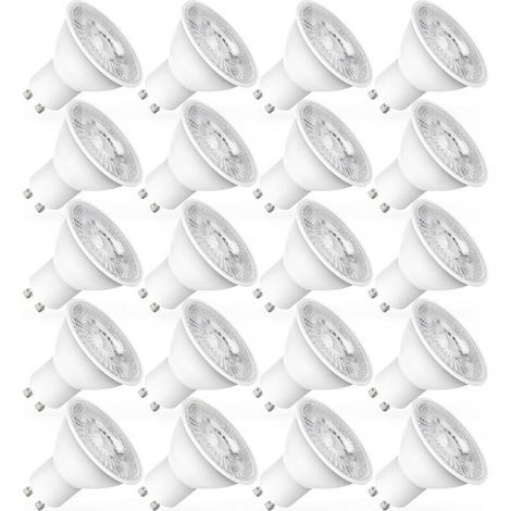 Gu10 5w Led-lampen (entspricht 50w), 450 Lm, Kaltweiß (6000k), 120° Abstrahlwinkel, Energieeffiziente Beleuchtung, Nicht Dimmbar, 20er-packung