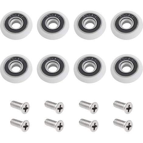 8-rollen-duschtürrollenset Mit M5-schrauben, Weißer Gebogener Schiene Mit Exzenter, Ersatzrolle Und Rolle Für Glasschiebetüren, 23 Mm
