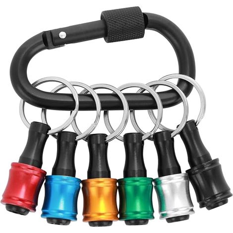 6-teiliges Bit-set, 6,4-mm-sechskant-schraubendrehergriff Mit Verlängerungsstange, Aluminiumlegierung Mit Schlüsselring Und Schwarzer Trageschlaufe, 6 Farben