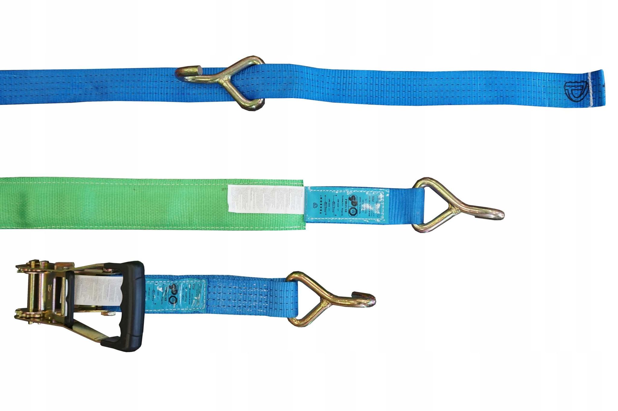 Lohr Sicherheitsgurt 3,5 M/50 Mm/4 T, 3-punkt, Blau, 350 Dan, Mit Gummigriff, J-haken, Grünes Rohr