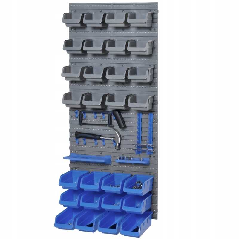 Wandtafel Mit Behältern, Blau-grau, 44 Elemente