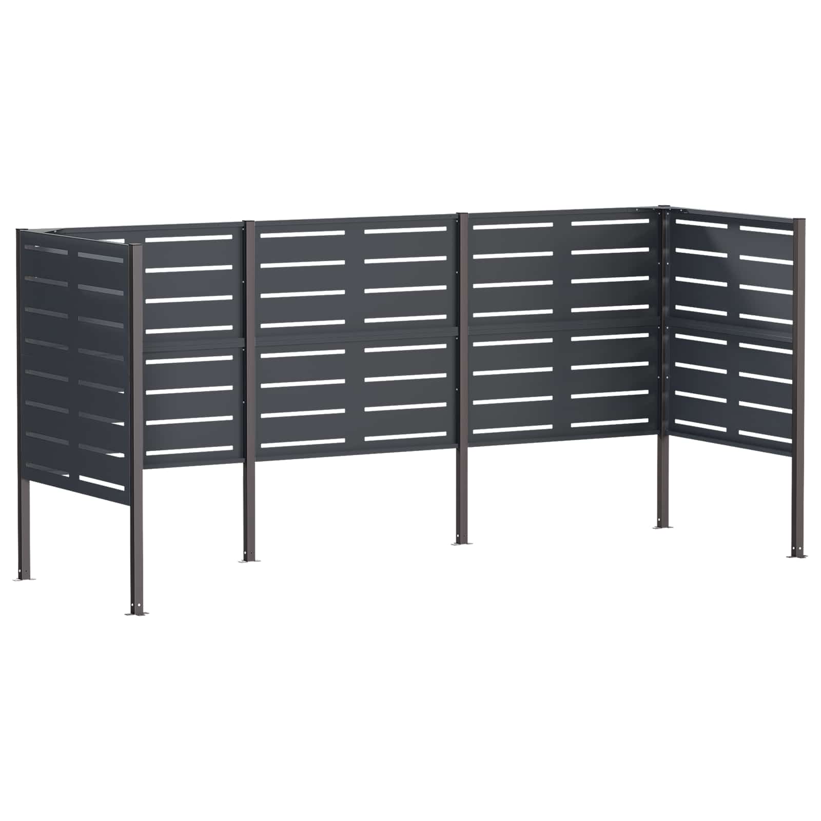 Vidaxl Wheelie Bin Screen 249 X 85 X 113 Cm Steel Anthracite