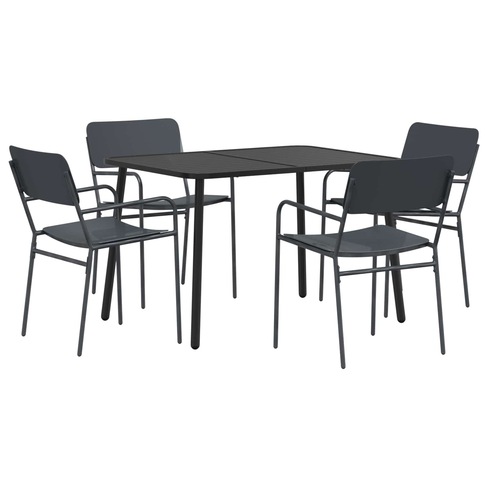 Vidaxl Dining Set 5 Pcs Anthracite Steel