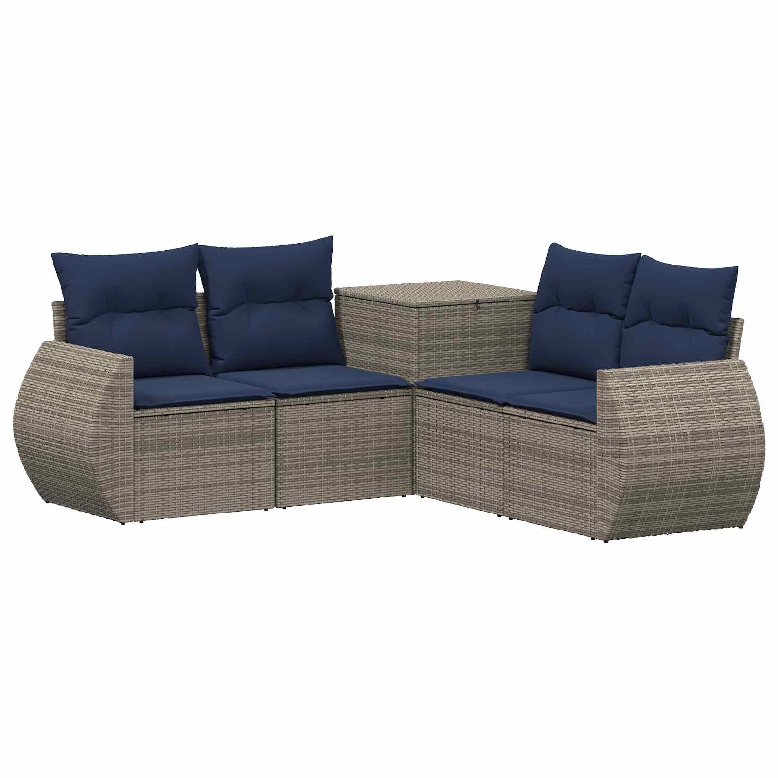 Vidaxl Sofa Set 5 Pcs Grey And Navy Blue 188 X 188 X 85 Cm