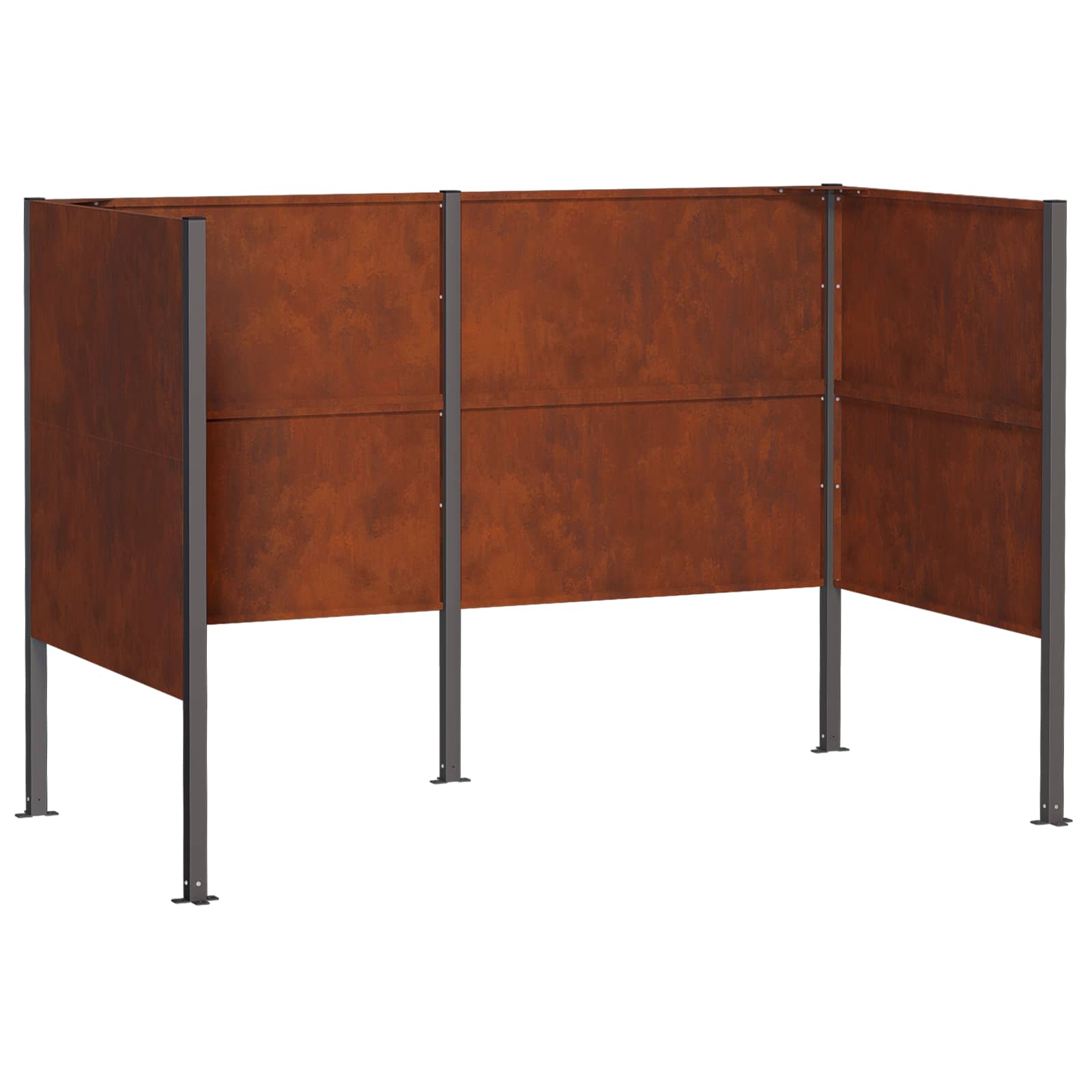 Vidaxl Wheelie Bin Screen 167 X 85 X 113 Cm Weathering Steel Rusty