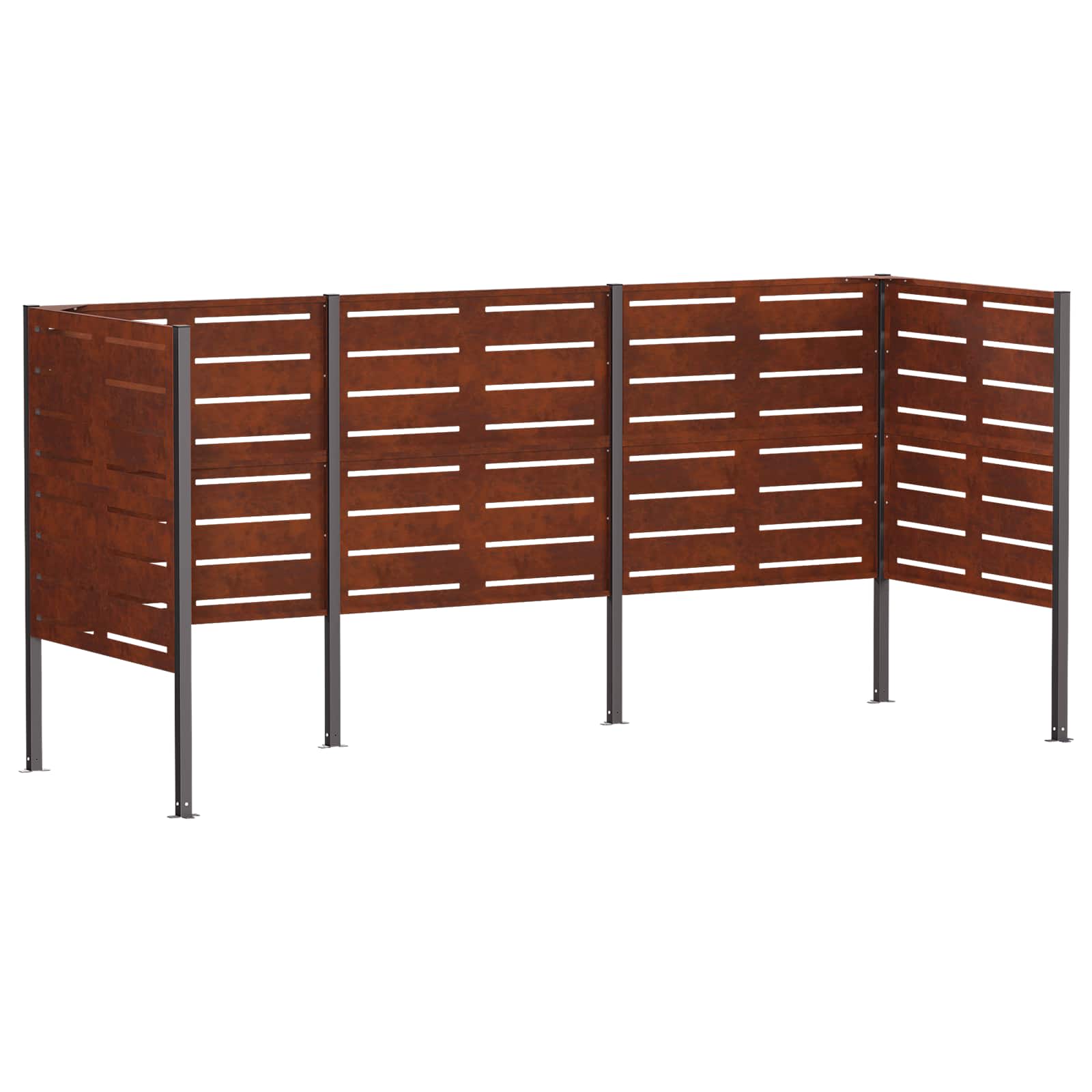 Vidaxl Wheelie Bin Screen 249 X 85 X 113 Cm Weathering Steel Rusty