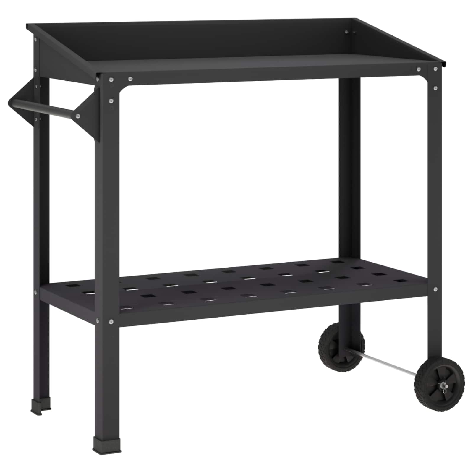 Vidaxl Potting Table With Wheels 96 X 50 X 89 Cm Powder-coated Steel