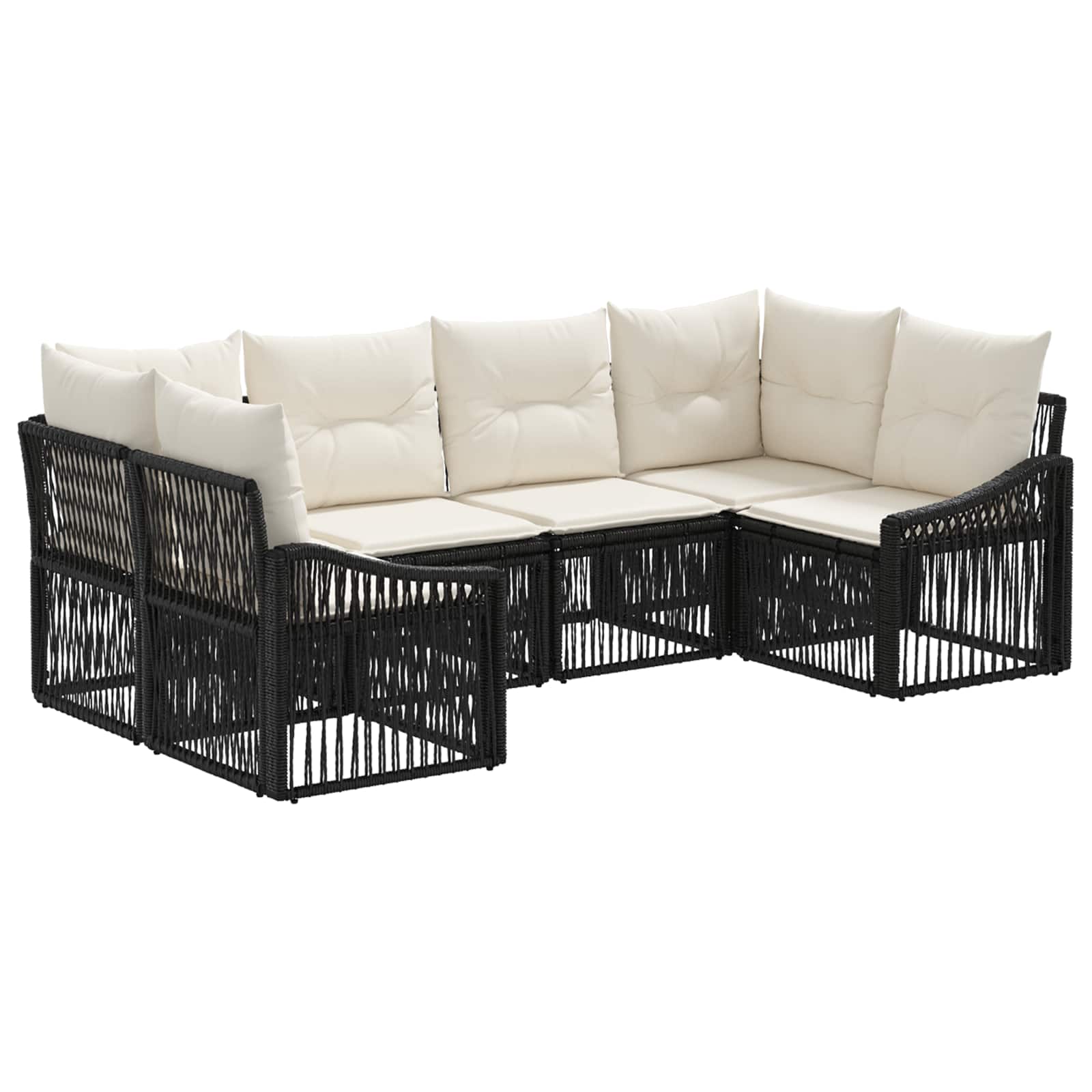 Vidaxl Garden Sofa Set 6 Pcs 6-seater Black Poly Rattan
