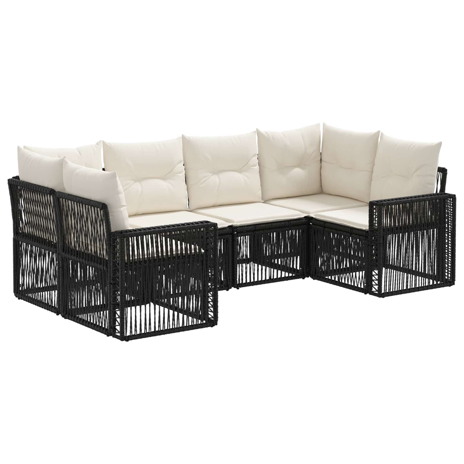 Vidaxl Garden Sofa Set 6 Pcs 6-seater Black And Cream White