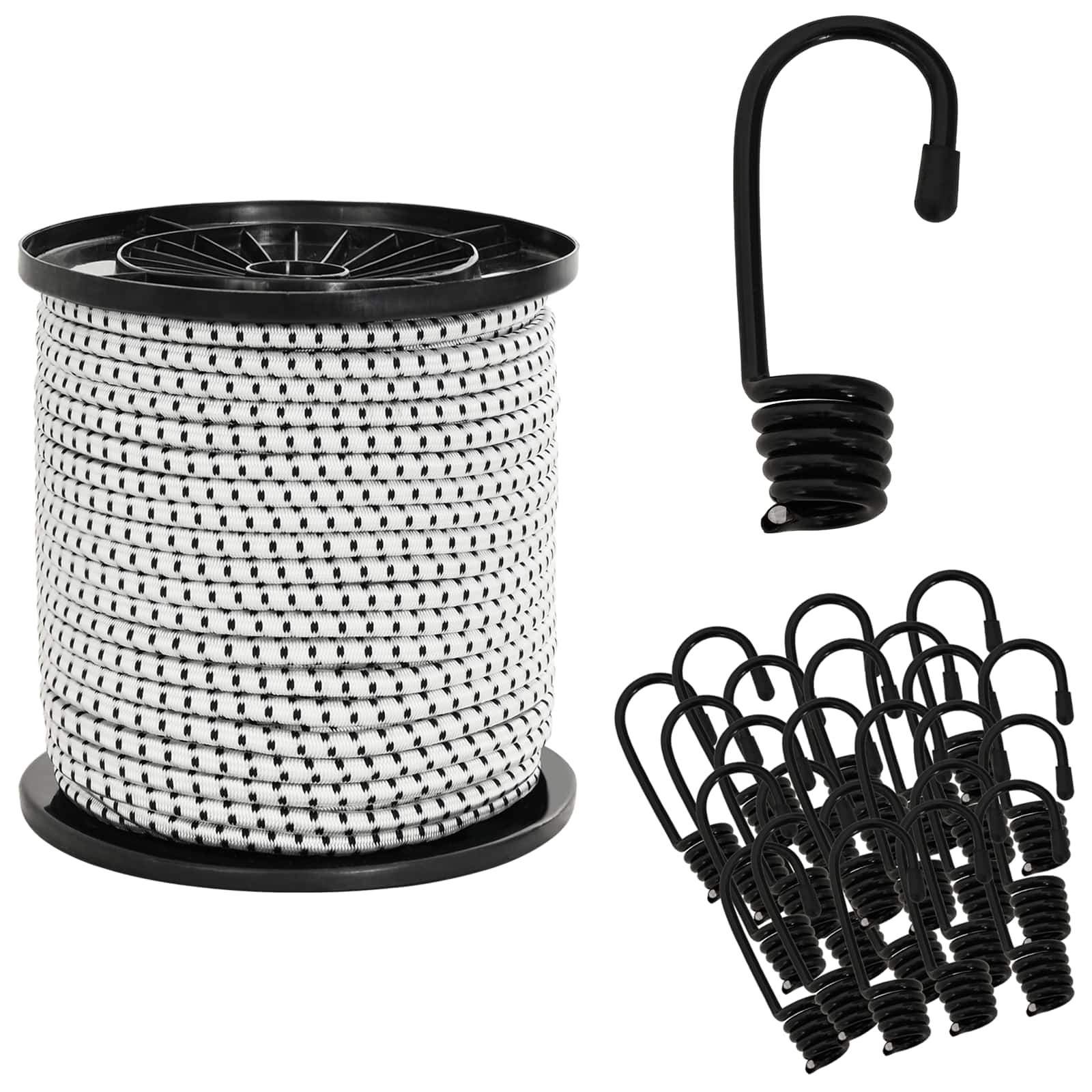 Vidaxl Bungee Cords With Hooks 4 Mm Black And White Pp And Rubber