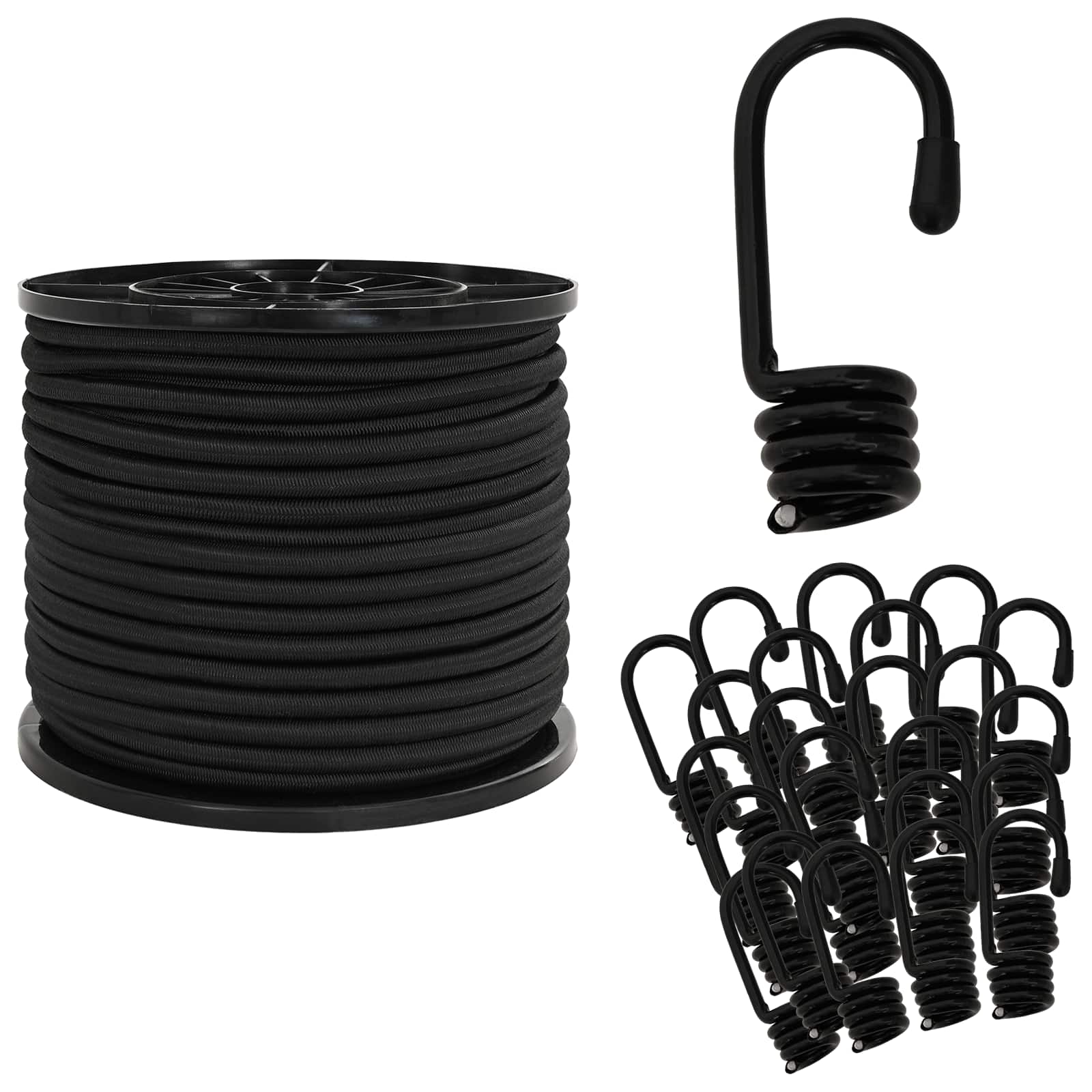 Vidaxl Bungee Cords With Hooks 8 Mm Black Pp And Rubber