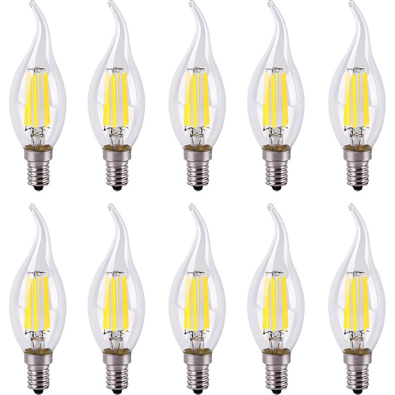10 Pack E14 Ampoule Filament Dimmable 6w Lampe Edison Vintage C35 Ampoule Retro Blanc Froid 6500k Super Lumineux 500lm Remplacement À L'Incandescent 60w Edison Led Ac 220v