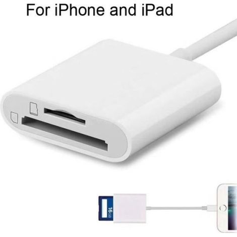 Weißer Mobiler Otg-tf-kartenleser Mit Micro-sd-speicher Und Lightning-anschluss Für Iphone, Ipad Und Ios