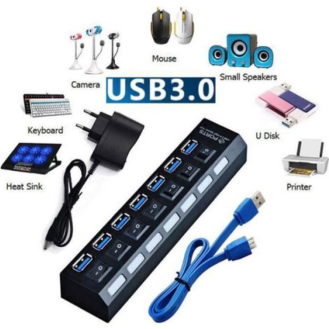 7-port-usb-adapter Für Pc/laptop, 5 Gbit/s + 5 V Stromversorgung