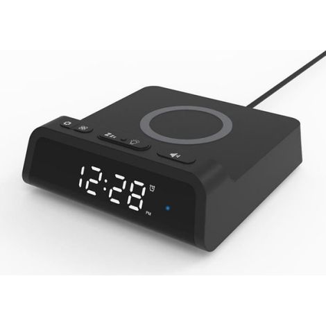 Schwarzer Kabelloser Qi-wecker Mit Led-beleuchtung (15 W) Und Schnellladefunktion Für Iphone 12, 11 Pro, 8, X, Xr, Xs Max, S10, S9