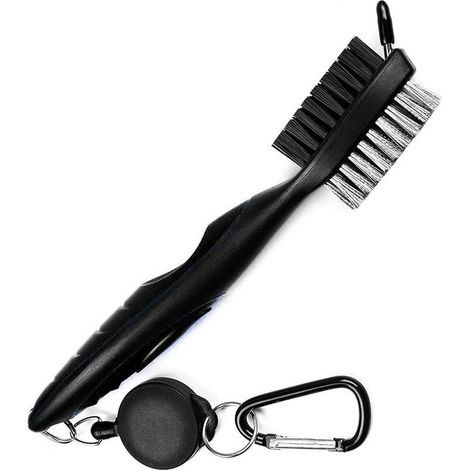 Xepho Golfschläger-reinigungsbürste Und Rillenreiniger Mit Einziehbarem Clip, 60 Cm Ausziehbar, Messing, Ergonomisches Design, Lässt Sich Einfach An Der Golftasche Befestigen (schwarz)
