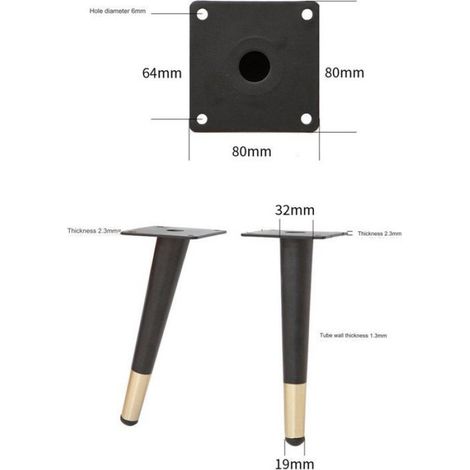 Möbelfüße – 4er-set – Sofafüße – Schmiedeeisen – 20 Cm Abgewinkelter Kegel – Gold – Abgewinkelte Metallmöbelfüße