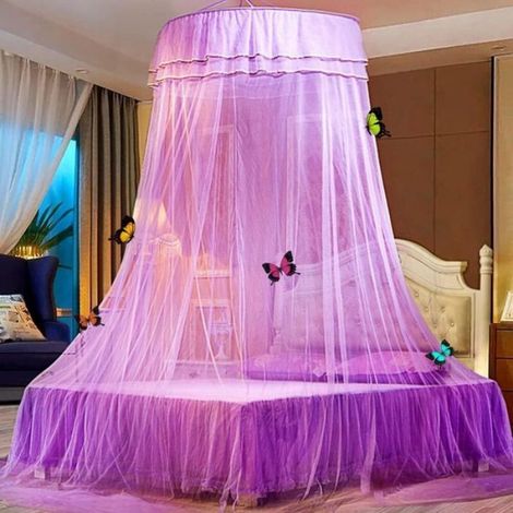 Moskitonetz Für Bett, Baldachin-moskitonetz Für Großes Kuppelbett, Hängend, Für Doppel- Oder Einzelbett, 2,7 M Hoch, Netz Aus Spitze