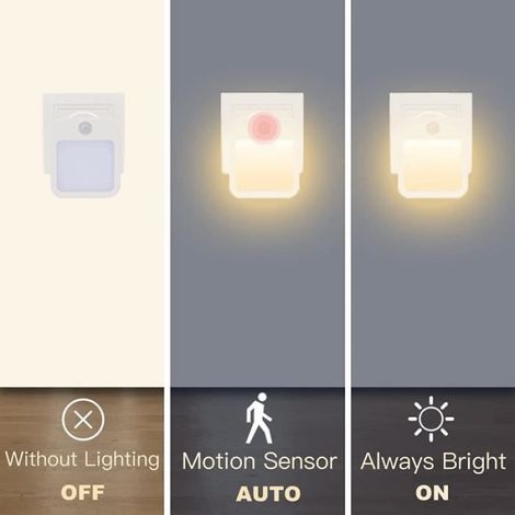 2er-pack Led-nachtlichter Zum Einstecken Mit 3 Beleuchtungsmodi Und Bewegungsmelder Für Schlafzimmer, Badezimmer Und Küche