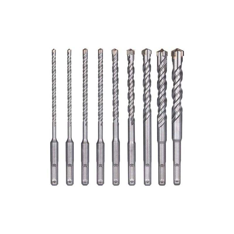 9-teiliges Sds-plus-betonbohrer-set, 5–16 Mm – Hartmetallstahl – Wolframkarbidspitze – X-förmige Geometrie Zur Abfallbeseitigung