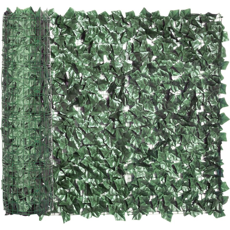 Künstliche Sichtschutzhecke 300 X 100 Cm, Außenwanddekoration Für Garten Und Terrasse, Dunkelgrünes, Uv-beständiges Kunstlaub